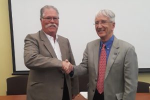 Barry Chernoff and Gary Yohe, at Yohe's retirement celebration earlier this month.